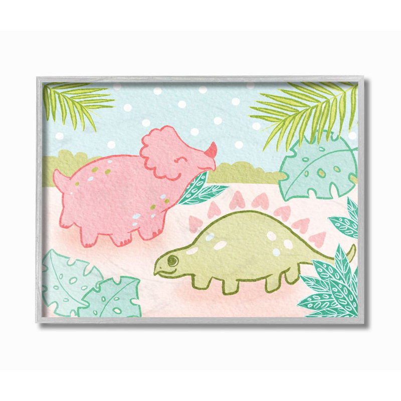 Elaxi, conception de dinosaures mignons pour enfants, Estampe numérique Farmhouse, H 11 po x l 14 po x P 1,5 po