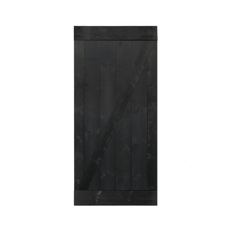 Porte de grange en bois lambrissé sans trousse de quincaillerie d’installation, 36 po x 84 po, Noir choco