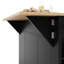 Wood Grain Rolling Kitchen Island Cart with Tempered Glass Cabinet, Foldable Side Top & Removable Dividers, 60x91.7cm-835190303