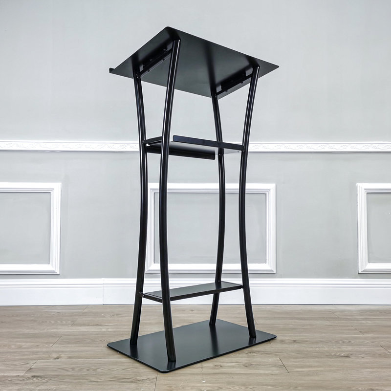Pupitre en acier noir assemblé Fixturedisplays®, podium en métal 25 po de largeur x 15,7 po de profondeur x 47 po de hauteur 19617 - Podium assemblé