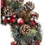 Christmas Hanging Wreath Medium - Festive Pine Cone Display with White Frosting White-814439580