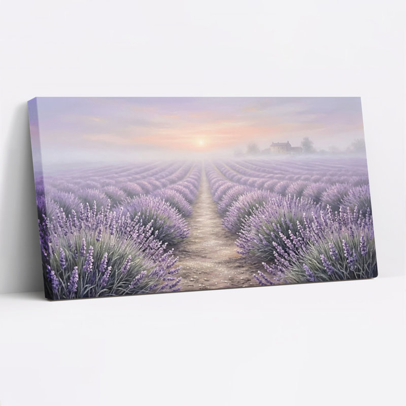 Ensemble de 1 tableau sur toile représentant un champ de lavande, Wrapped Canvas, L 58 po x H 28 po