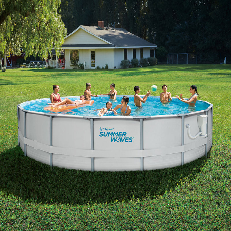 Steel Round Frame Set Pool 48'' H x 216'' W x 216'' L , with Pump Included