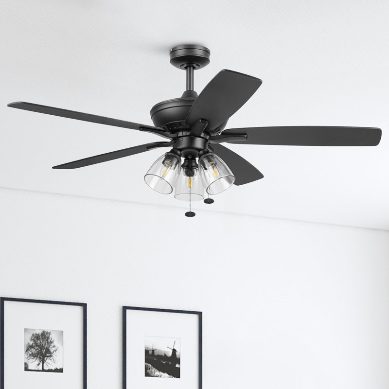 Ventilateur de plafond d'intérieur noir mat 52 po avec chaînette et chaîne Glenmont