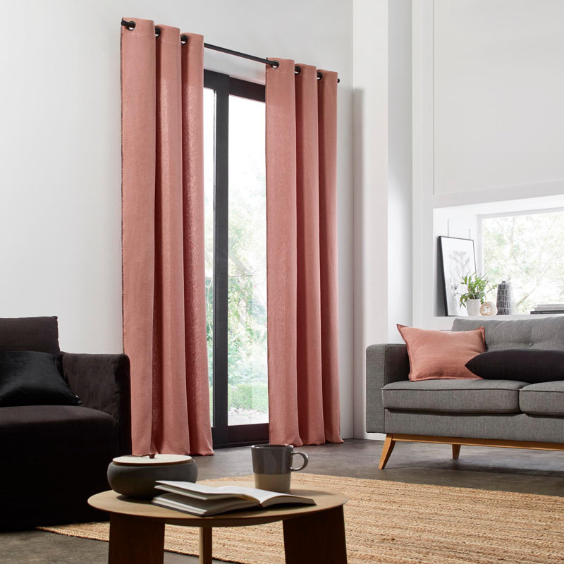 Nino Linen Curtain Single Panel, 135 x 280cm, Orange