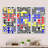 " Geometric Modern Pattern In Blue Yellow And Red " 3 - Pieces