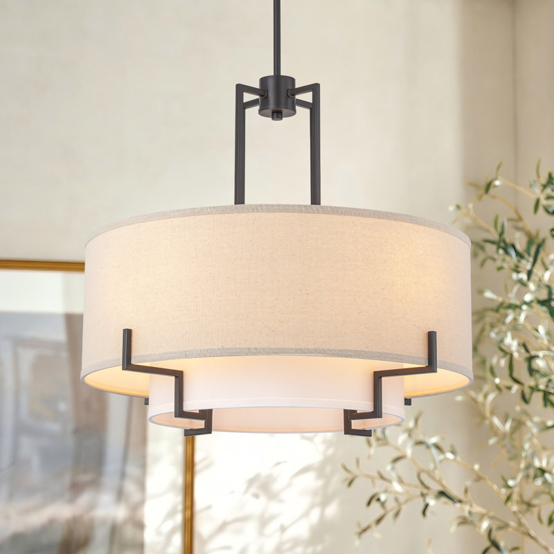  Calmere 4 - Light Dimmable Drum Tiered Kitchen Island Pendant Chandelier for dining room
