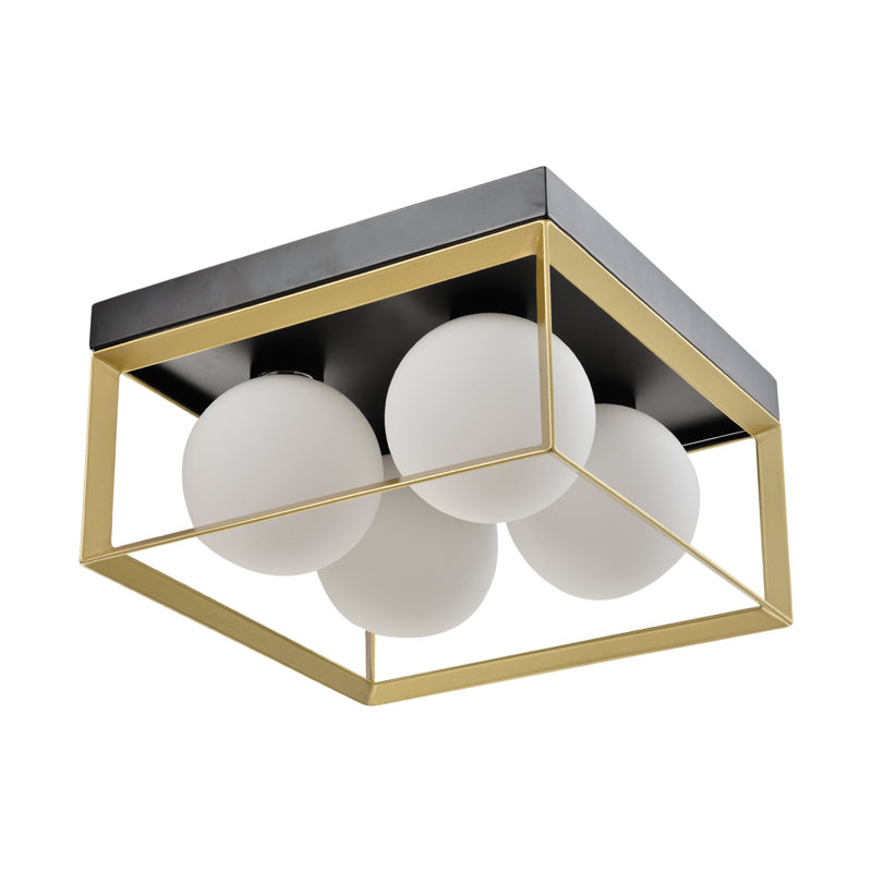 Plafonnier encastré en verre doré noir à 4 lumières 13,98 po Morrine