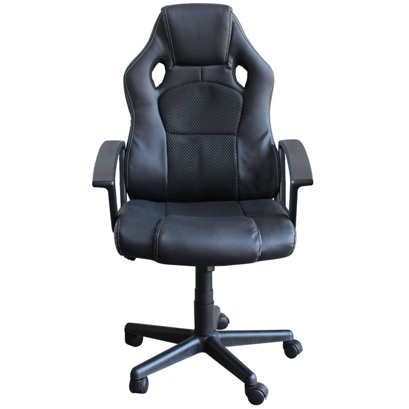 Brayden Studio Boothville Adjustable Swiveling PC & Racing Game Chair, Black