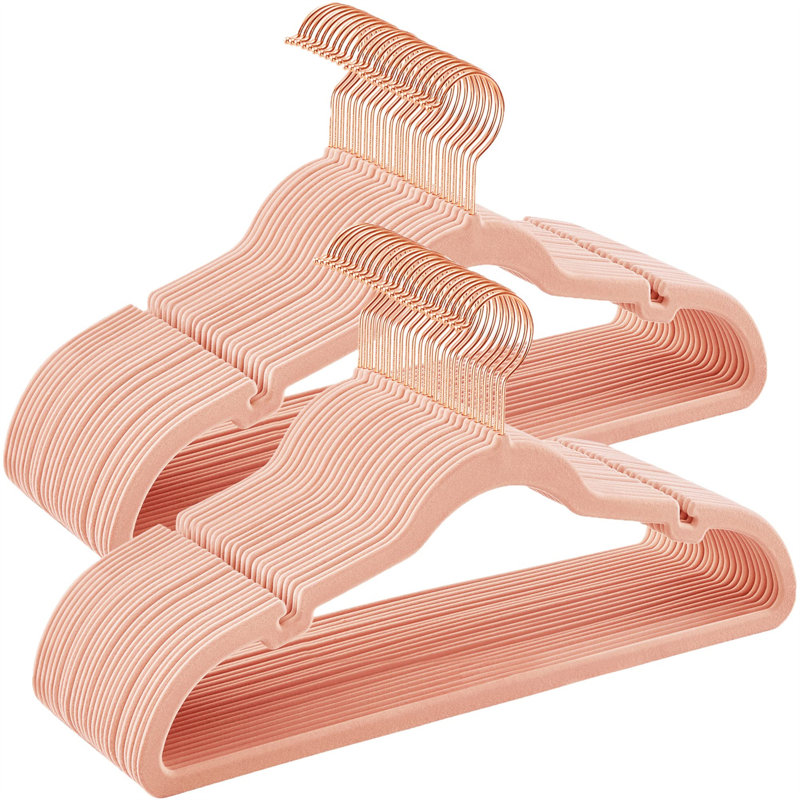 Cintre standard en velours Niniola, Rose clair, 50