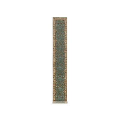 2'9" x 19'8" New Hand Knotted Blue Wool Runner Oriental Rug - MOA10291477