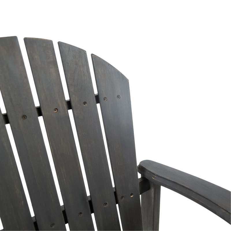 Outdoor Acacia Wood Adirondack Barstools, Set Of 2, Dark Grey