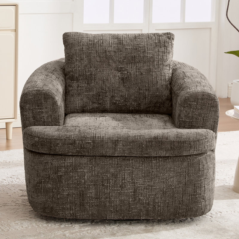 Chaise ronde pivotante 36,6 po avec coussins à deux couches, Brun