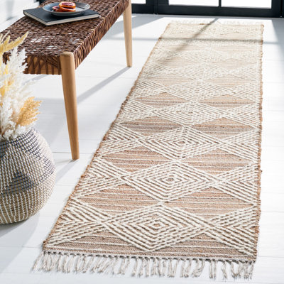 Geometric Hand-Woven Jute and Wool Area Rug