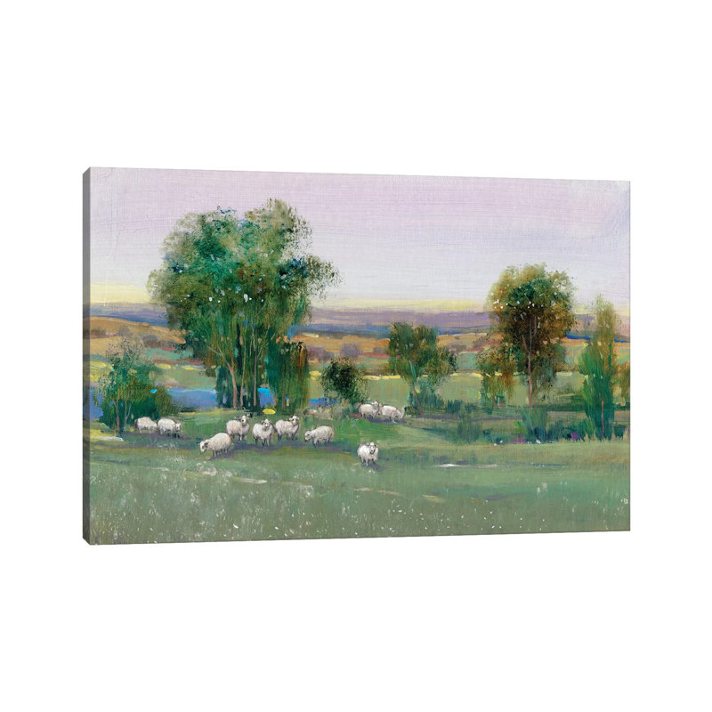 Field Of Sheep II by Timothy O' Toole - Wrapped Canvas Painting, 20.32 cm H x 30.48 cm W