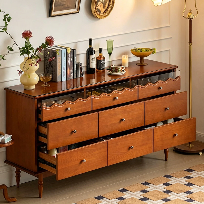 Tall Glass Light Luxury Buffet Table