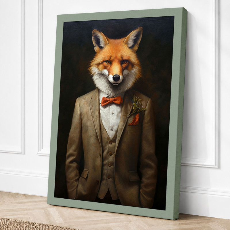 Dressed Fox Modern - Print, 24x16 - 61.0 x 40.6 cm, Sage Border