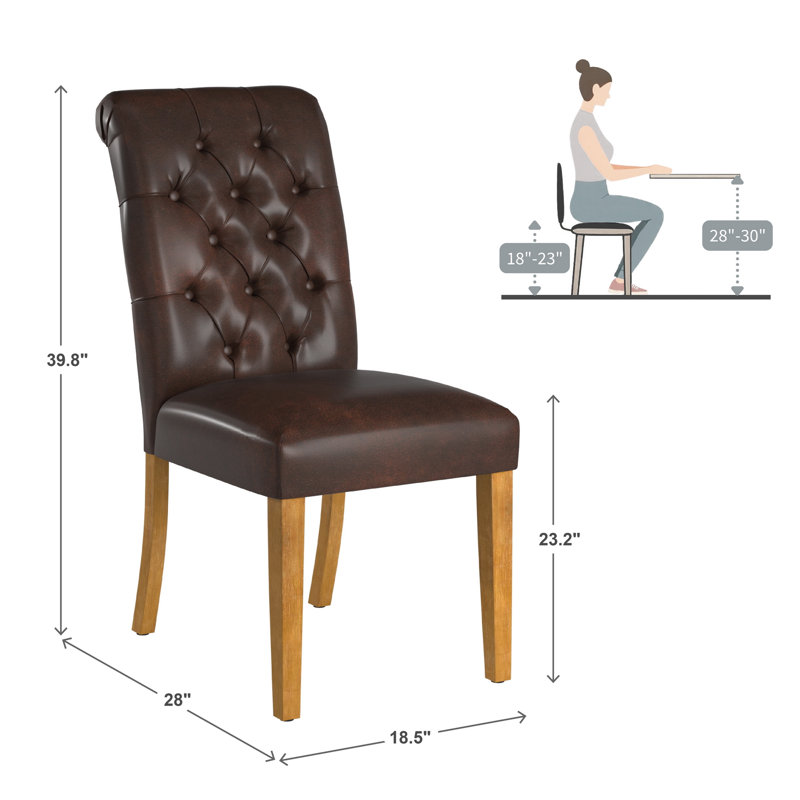 Chaise d'appoint capitonnée Sienna, Cuir retravaillé / brun
