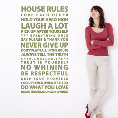 Décalcomanie murale citation "house rules"