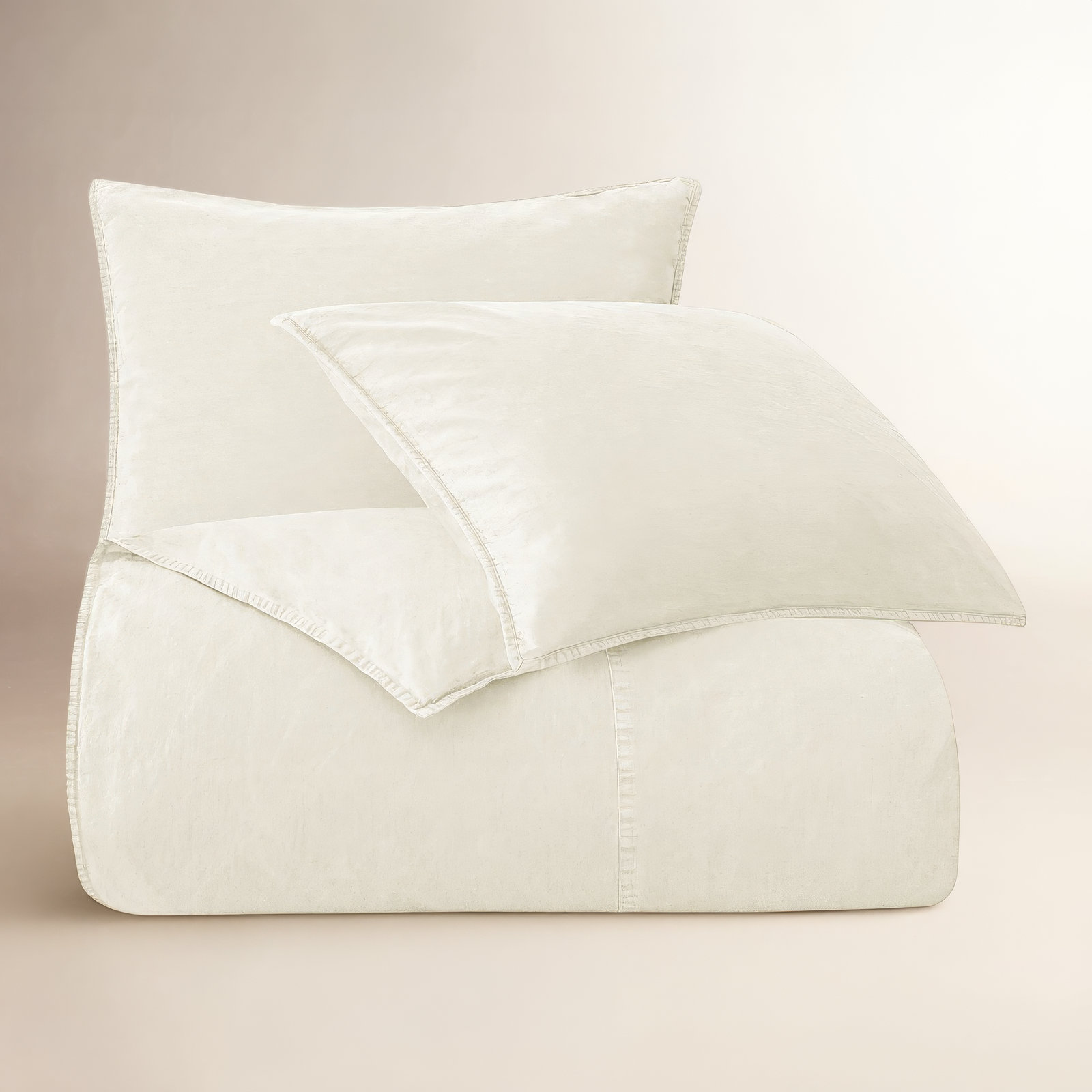 Cotton Canvas Stonewashed Duvet Cover Set, King Duvet Cover + 2 Sham Pillows, Natural