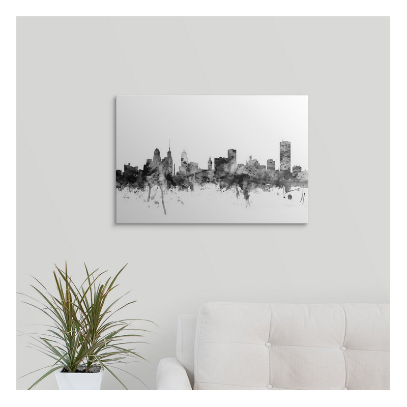 «Buffalo New York Skyline» par Francy, impression, H 32 po x l 48 po x P 1,5 po, Toile