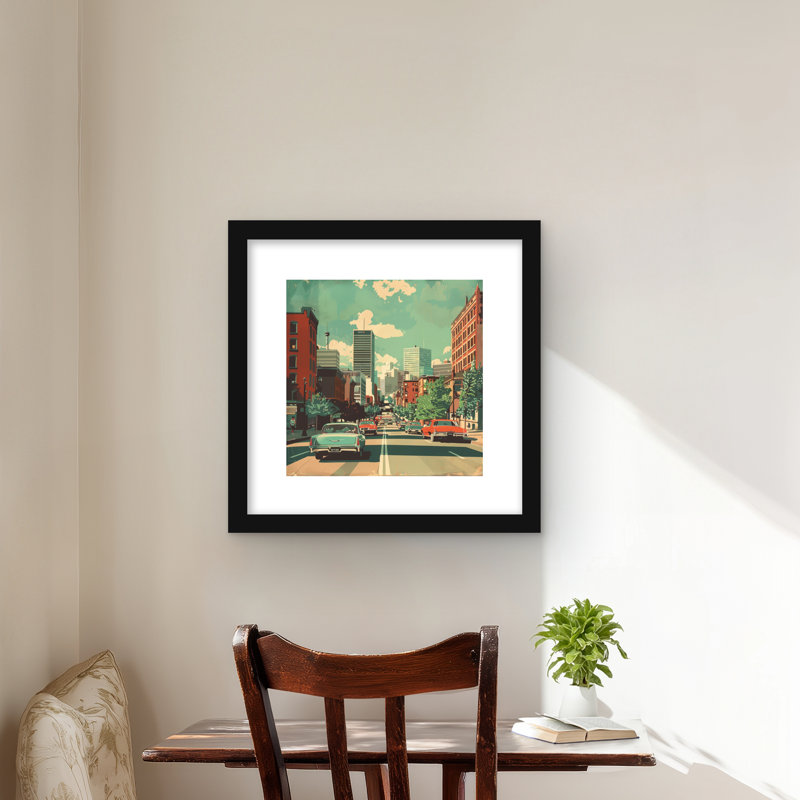 On route - reproduction encadrée mat pour la décoration intérieure | Art, H 16 po x l 16 po, Noir