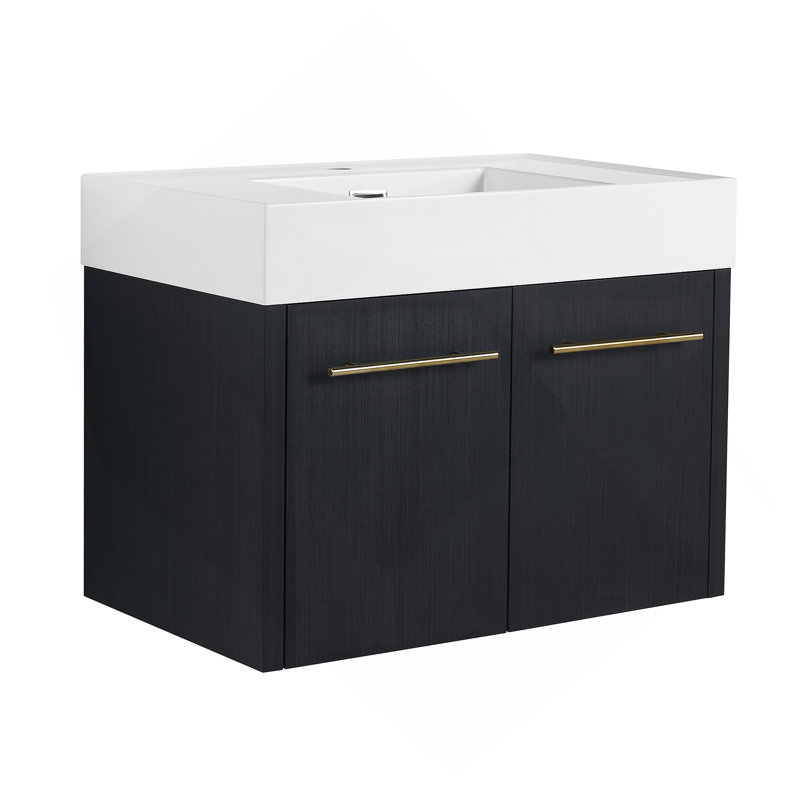 Meuble-lavabo mural avec lavabo, vasque en résine à bords épais, 29.5"