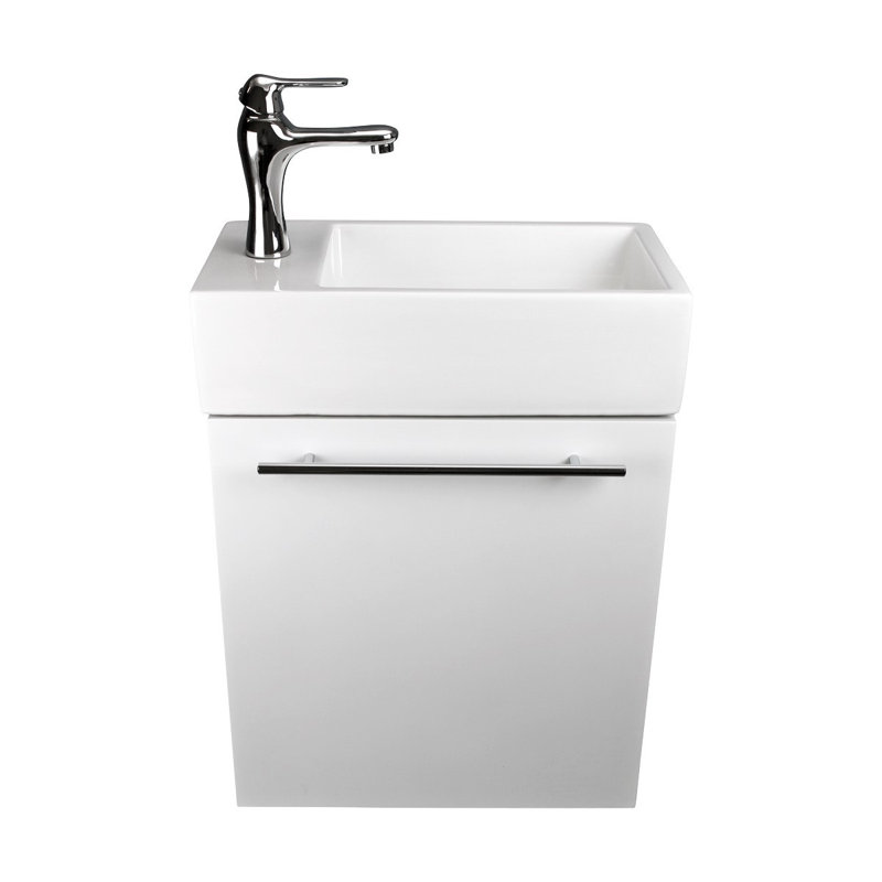 Townsey Modern White Vanity Bathroom Cabinet Sink Wall Mount with Faucet