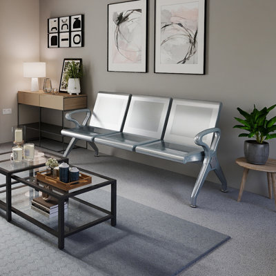 Banc pour salle d'attente Kinfant à 3 places - Chaises pour salle de réception avec accoudoirs