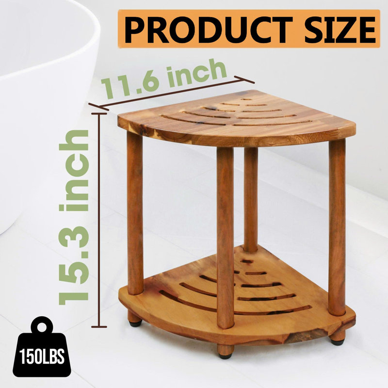 Shower Foot Rest 12 in - Shower Stool for Shaving Legs, Small Corner Bathroom Bench Suitable(Brown)