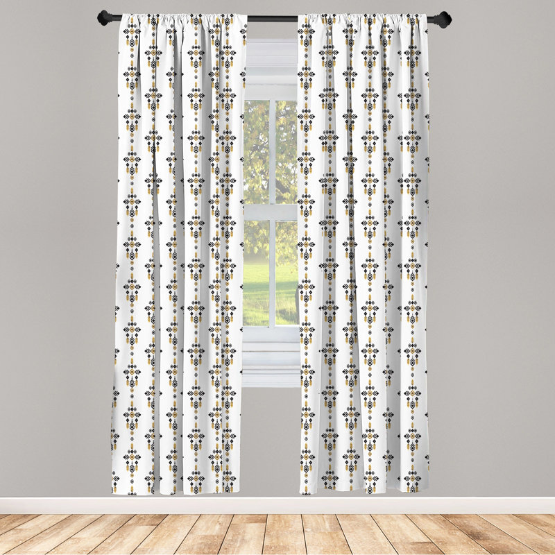 Tribal Geometric Semi-Sheer Rod Pocket Sliding Panel, 28" x 63"