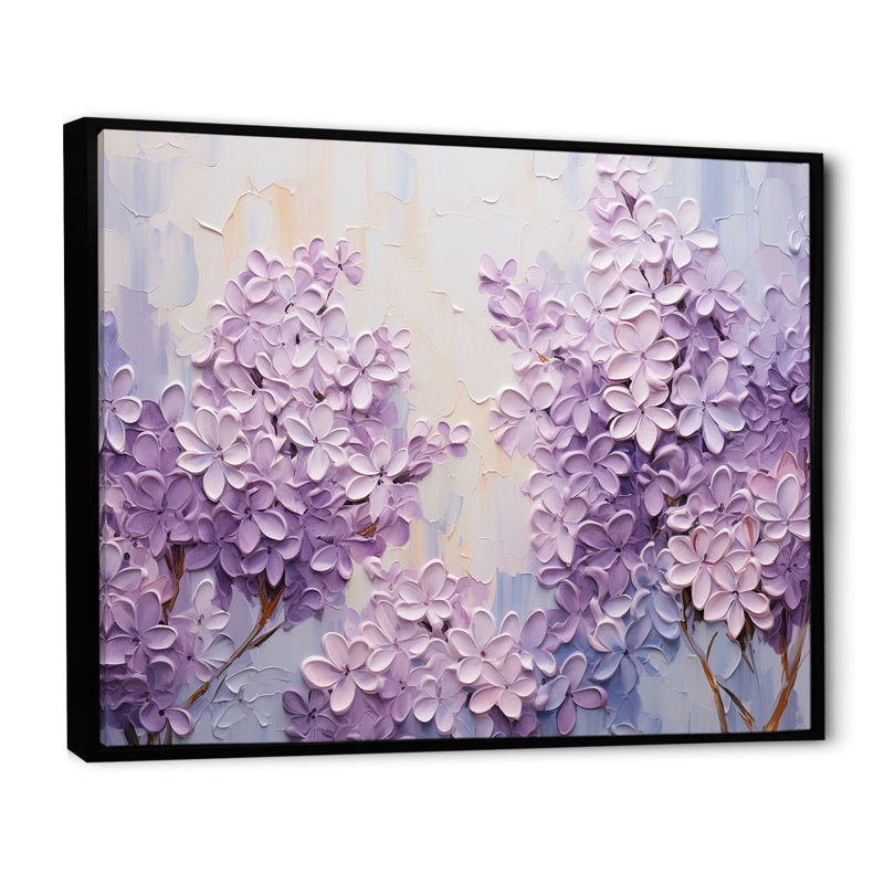Blooming Lilac Melody III - Lilas, art sur toile, H 24 po x l 32 po x P 1 po, Cadre flottant noir