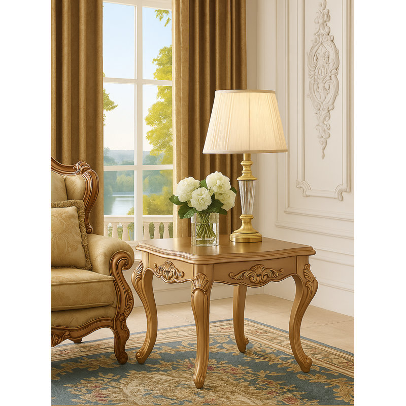 Luxury Traditional End Table In Gold Finish