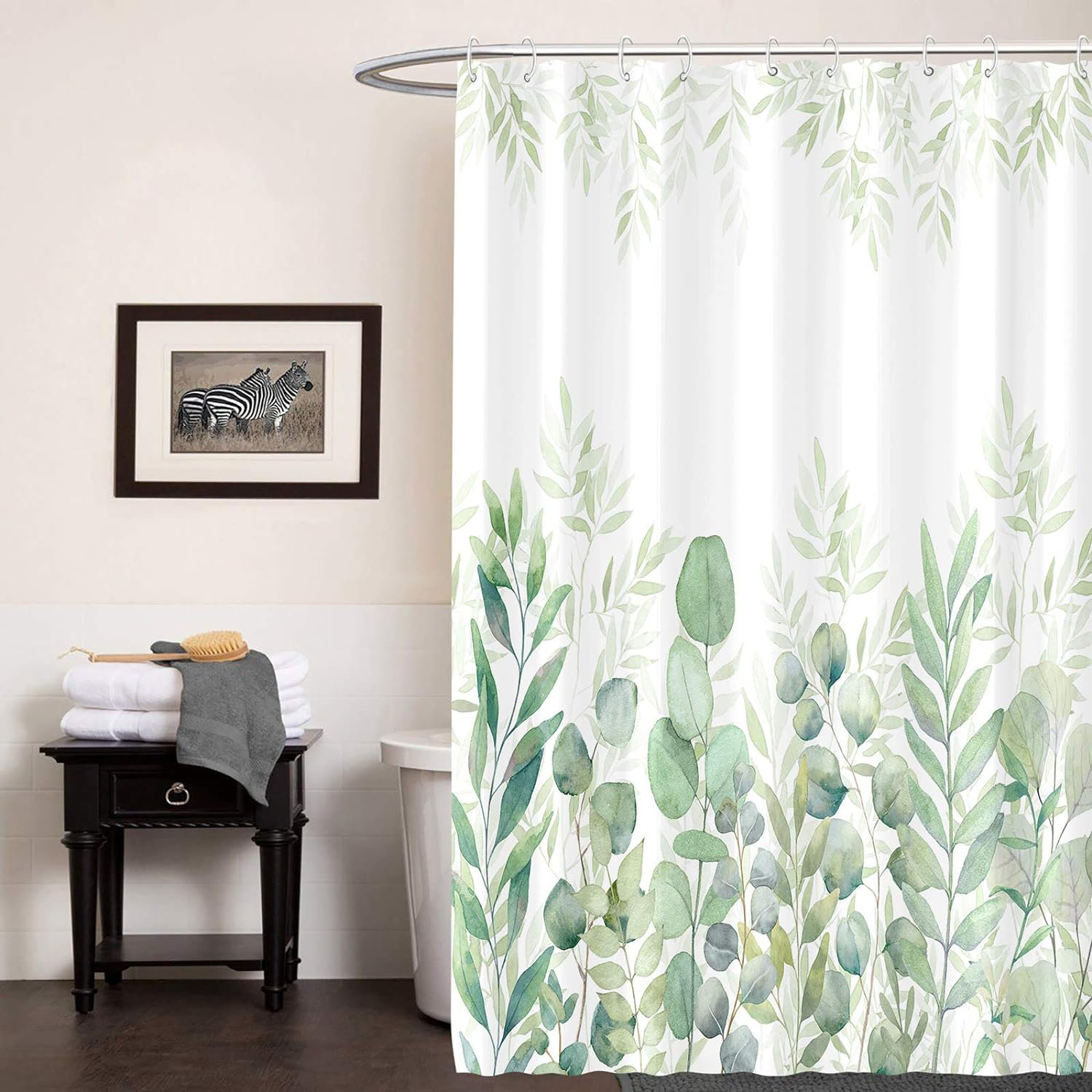 Rideau De Douche Vintage Motif Floral Art Nouveau - Tissu Polyester Imperméable 183x183 Cm Avec Crochets - 8