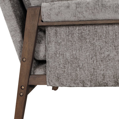 Mid-Century Modern Armchair, Luxury Fabric, Solid Rubberwood Frame Velvet Accent Style, For Stability