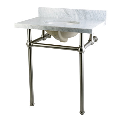 Comptoir de meuble-lavabo Templeton 30 po avec pieds en laiton Kingston (8 po, 3 trous)