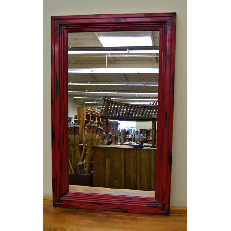 Miroir d'appoint biseauté traditionnel, Rouge / Noir