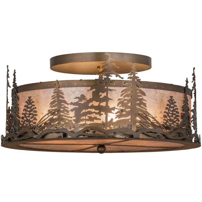 Rustic Lodge 4 - Light Semi Flush Mount