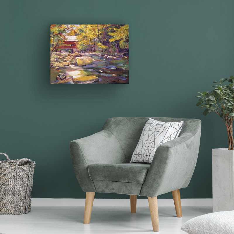 Reproduction d’art sur toile tendue « covered Bridge dans le Vermont Autumn » par David Lloyd Glover, reproduction d’art sur toile tendue