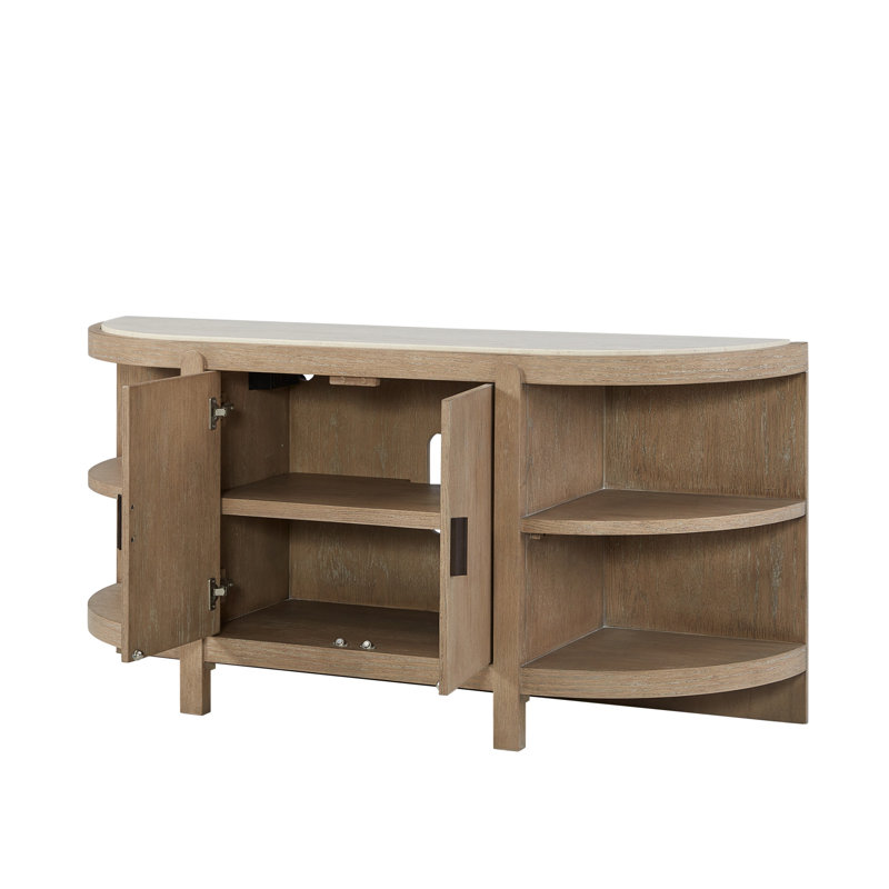 Console courbée à 2 portes avec plateau en marbre