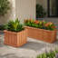 Ensemble de 2 jardinières d'extérieur en bois de cèdre avec drainage, carrée de 38 cm et rectangulaire de 152 cm, marron