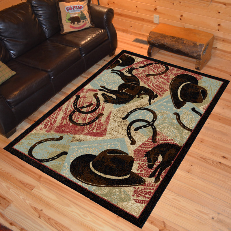 Tapis brun / rouge / bleu Massimo Southwestern, Rectangle 5 pi 3 po x 7 pi 3 po