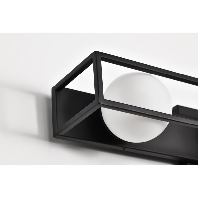 Elys - Meuble-lavabo 3 lumières DEL 24 pouces avec verre givré Elys, Noir mat