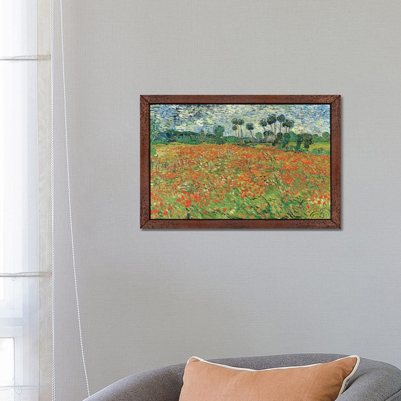 Field Of Poppies, Auvers-sur-Oise, 1890 by Vincent Van Gogh - Floater Frame Painting on Canvas, 66.04 cm H x 45.72 cm W