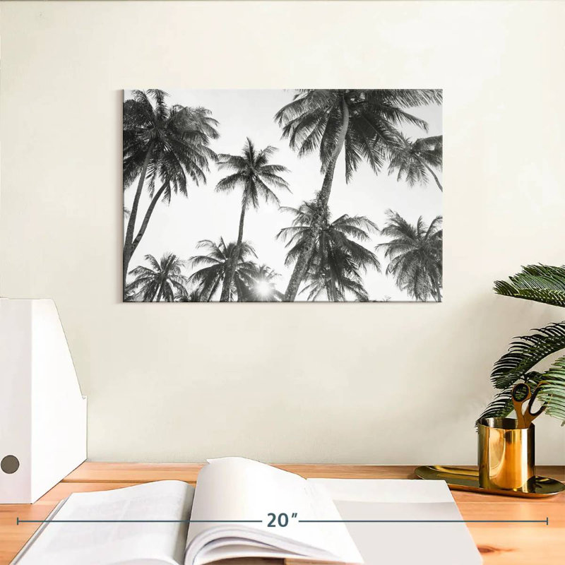Harnek tropical en noir et blanc, H 8 po x l 12 po