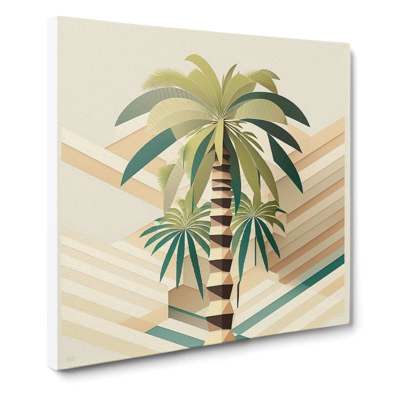 Palm Tree Geometric No.1 - Wrapped Canvas, 35cm H x 35cm W x 3cm D