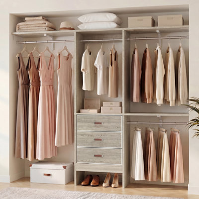 Nakada 19'' - 59" W Closet System with Drawers and Hanging Rods(cut To Fit)