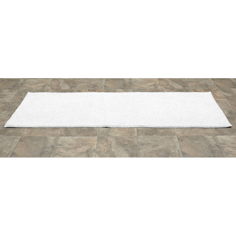 Roanoke Cotton Bath Rug with Non-Slip Backing, Runner 22" x 60", White