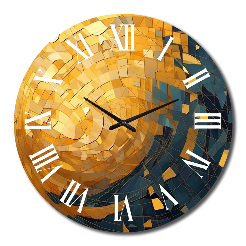 Horloge murale dorée et noire cubiste Visions VI, Grand