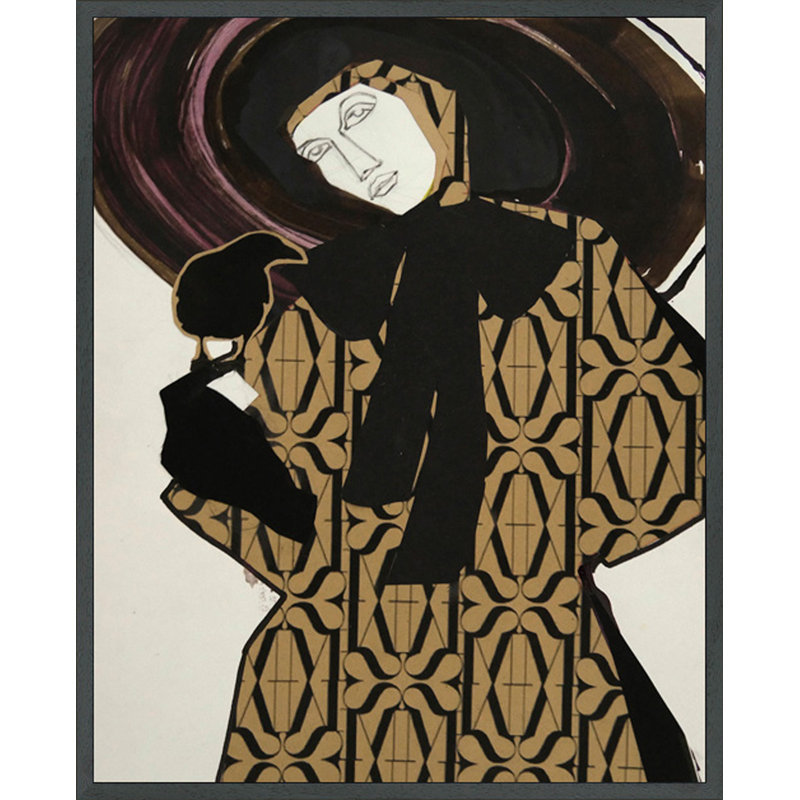 Femme avec oiseau, H 21,75 po x l 17,75 po
